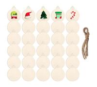 DARENYI Decorazioni Albero di Natale in Legno, Ornamenti Naturali, Dischi Rotondi Con Foro, Pendenti per Artigianato, DIY, Decorazione (30 Pezzi)
