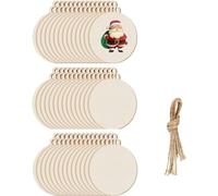 DARENYI Decorazioni Albero di Natale in Legno, Ornamenti Naturali, Dischi Rotondi Con Foro, Pendenti per Artigianato, DIY, Decorazione (100 Pezzi)