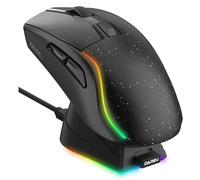 DAREU A950 Mouse gaming wireless con base di ricarica RGB, mouse da gioco leggero e programmabile da 88 g con tre modalità, fino a 12.000 DPI, 1.000 Hz, retroilluminazione RGB, ideale per PC e Mac