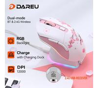 DAREU Mouse da gioco dual mode Mouse da gioco cablato wireless RGB 2.4G Batteria di ricarica incorporata da 930 mAh con set macro per PC portatile