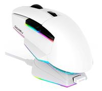 DAREU Mouse da gioco wireless A955 con dock di ricarica RGB: mouse Tri-Mode 2.4G/USB-C/BT Sensore ottico fino a 12K DPI -Pulsanti KBS II completamente programmabile- Batteria da 120 ore