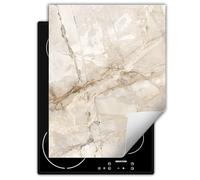 DarHaus Coperchio Piano Cottura 40x52 cm Cucina Copri Fornelli Tappetino Induzione Antiscivolo Piastra Protezione - beige - marmo