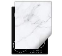 DarHaus Coperchio Piano Cottura 40x52 cm Cucina Copri Fornelli Tappetino Induzione Antiscivolo Piastra Protezione - bianco - marmo