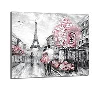 DarHaus Copri piano cottura induzione 60x52 cm copertura per piano cottura in vetroceramica 1 pezzi universale per piastre di cottura paraspruzzi tagliere in vetro temprato, Parigi rosa