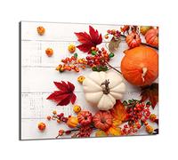 DarHaus Copri piano cottura induzione 60x52 cm copertura per piano cottura in vetroceramica 1 pezzi universale per piastre di cottura paraspruzzi tagliere in vetro temprato, Legno autunnale