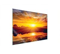 DarHaus Copri piano cottura induzione 70x52 cm copertura per piano cottura in vetroceramica 1 pezzi universale per piastre di cottura paraspruzzi tagliere in vetro temprato, Paesaggio arancione