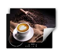 DarHaus Copri piano cottura induzione 80x52 cm copertura per piano cottura vinile - Caffè - cuore