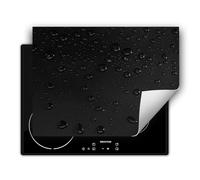 DarHaus Copri piano cottura induzione 80x52 cm copertura per piano cottura vinile - nero - gocce