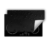 DarHaus Copri piano cottura induzione 90x52 cm - Tappetino antiscivolo avvolgibile per induzione - nero - gocce