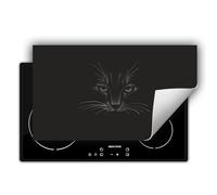 DarHaus Copri piano cottura induzione 90x52 cm - Tappetino antiscivolo avvolgibile per induzione - nero - gatto