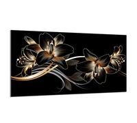 DarHaus Piastra di copertura 90 x 52 cm copertura piano cottura a induzione universale in ceramica per piatti da cucina paraspruzzi tagliere in vetro temperato, decorazione, Nero orchidea