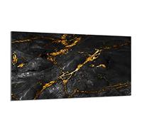 DarHaus Piastra di copertura 90 x 52 cm copertura piano cottura a induzione universale in ceramica per piatti da cucina paraspruzzi tagliere in vetro temperato, decorazione, Marmo dorato