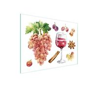 DarHaus Tagliere da cucina in vetro temperato, Copri-piano cottura a induzione, piano decorativo universale 40x30 cm, Frutto del vino