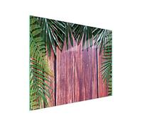 DarHaus Tagliere da cucina in vetro temperato, Copri-piano cottura a induzione, piano decorativo universale 52x30 cm, Fogliame di legno