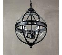 Dari a Sospensione V-intage Globe 3 luci Farmhouse Barn E14 Vetro Trasparente Metallo Dipinto Dari in Ferro battuto Loft compatibili con Soggiorno Sala da Pranzo retrò Country am