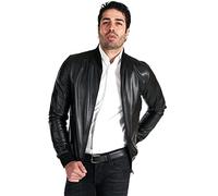 Bomber Giacca in Pelle Uomo Nera Vera Pelle Primavera Giubbino Made in Italy