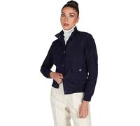 D'Arienzo Bomber in Pelle Scamosciata Blu Donna Giubbotto con tasconi Vera Pelle Faty XS/Blu