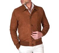 D'Arienzo Bomber Pelle Camoscio Color Cuoio Uomo Giacca Renna Giubbotto Vera Pelle Mike 58/Cuoio