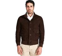 D'Arienzo Bomber Pelle Scamosciata Testa di Moro Uomo Giacca Renna Vera Pelle Alex Bottoni 50/Testa di Moro