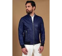 D'Arienzo Bomber Vera Pelle Bluette Uomo Giacca Primavera Made in Italy 106