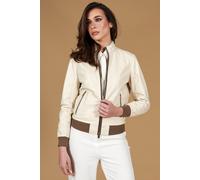 D'Arienzo Bomber Vera Pelle Crema Donna Primaverile Made in Italy G154