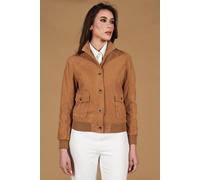 D'Arienzo Bomber in Pelle Scamosciata Colore Beige Donna Giubbotto con tasconi Vera Pelle Faty L/Beige