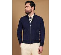 D'Arienzo Bomber Vera Pelle Scamosciata Blu Uomo Primavera Made in Italy 106