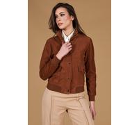 D'Arienzo Bomber Vera Pelle Scamosciata Cognac Donna Camoscio Faty