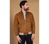 D'Arienzo Bomber Vera Pelle Scamosciata Cuoio Uomo Bicolor Made in Italy 106