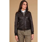 D'Arienzo Bomber Vera Pelle Testa di Moro Donna Vintage Made in Italy G155