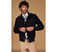 D'Arienzo Bomber Vera Pelle Uomo Blu Renna Camoscio Giacca Giubbotto Alex