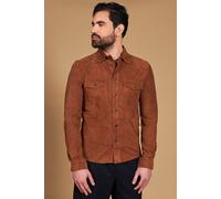 D'Arienzo Camicia in Pelle Scamosciata Cuoio Uomo Renna Vera Pelle Calvin