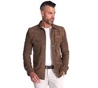 D'Arienzo Camicia Pelle Scamosciata Fango Uomo Giacca Renna Vera Pelle Calvin 52/Fango
