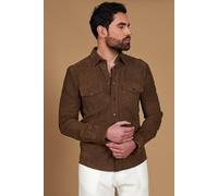 D'Arienzo Camicia Pelle Scamosciata Fango Uomo Renna Vera Pelle Calvin