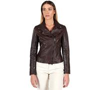 D'Arienzo Chiodo Pelle Donna Bianco Giacca Biker Vera Pelle Made in Italy Kbc