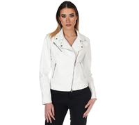 Chiodo Pelle Donna Bianco Giacca Biker Giubbotto Moto Vera Pelle Made in Italy