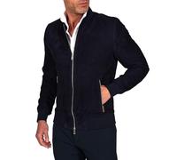 D'Arienzo Giacca Camoscio Renna Blu Uomo Bomber in Pelle Scamosciata Vera Pelle Giacca Primavera Giubbotto Giubbino Gaudil 48/Blu