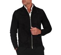 D'Arienzo Giacca Camoscio Renna Uomo Nera in Pelle Scamosciata Vera Pelle Giacca Primavera Giubbotto Giubbino Made in Italy Nero/48