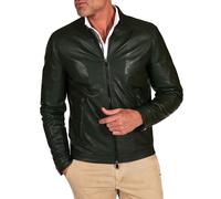 D'Arienzo Giacca Vera Pelle Verde Uomo Giubbino Biker Made in Italy Ted