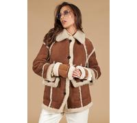 D'Arienzo Giacca Montone Cuoio Donna con Bottoni Vero Shearling Jenny