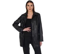 D'Arienzo Giacca Nera Donna con Bottoni vestibilità Oversize Vera Pelle Made in Italy Wag 3XL/Nero