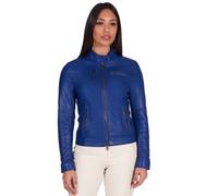 D'Arienzo Giacca Pelle Donna Blu Elettrico Biker Made in Italy GIULIA