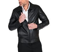 D'Arienzo Giacca Pelle Nera Uomo Collo Camicia Vera Pelle Made in Italy Marlon Cam 52/Nero