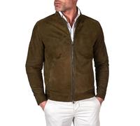 D'Arienzo Giacca Vera Pelle Scamosciata Khaki Uomo Made in Italy Marlon