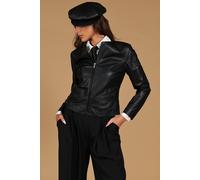 D'Arienzo Giacca Vera Pelle Nera Donna Primavera Giubbotto Made in Italy