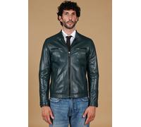 D'Arienzo Giacca Vera Pelle Verde Giubbotto Made in Italy Hamilton