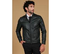 D'Arienzo Giacca in Pelle Verde Uomo Giubbotto Moto Giubbino Biker Vera Pelle Made in Italy Ted 48/Verde