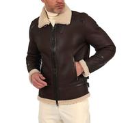 D'Arienzo Giaccone in Pelle Montone Testa di Moro Uomo Giubbotto Biker Giubbino Shearling Vera Pelle Made in Italy Peter 52/Testa di Moro