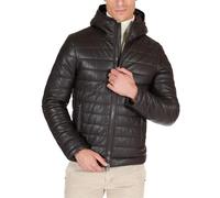 D'Arienzo Piumino Pelle Marrone Uomo con Cappuccio Vera Pelle Made in Italy TEO 52/Marrone