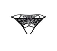 Daring Intimates Inez Strappy Crotchless Bikini Black L/XL